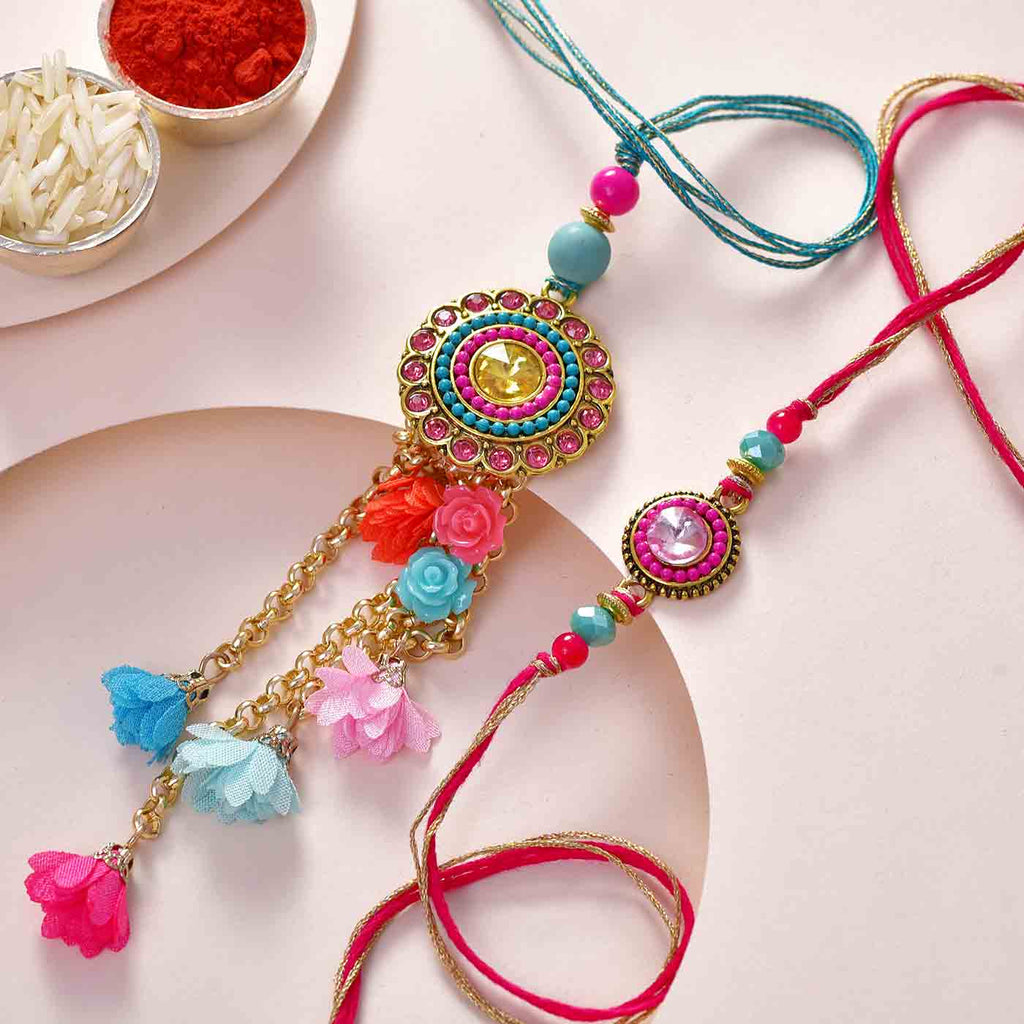 Fancy Stones & Colored Beads Bhaiya Bhabhi Rakhis