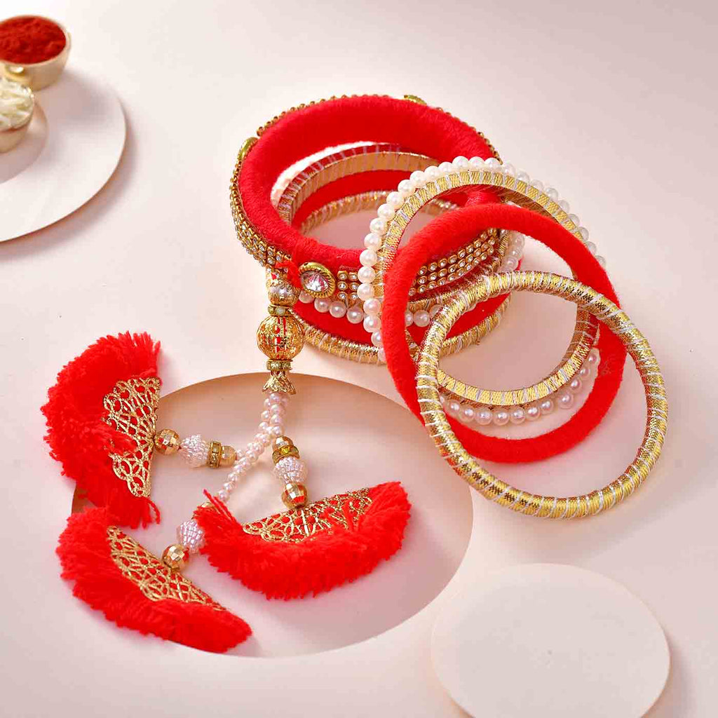 Fancy Bangle Pearls & Kundan Work Rakhi
