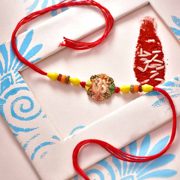 Traditional Om & Colorful Beads Rakhi