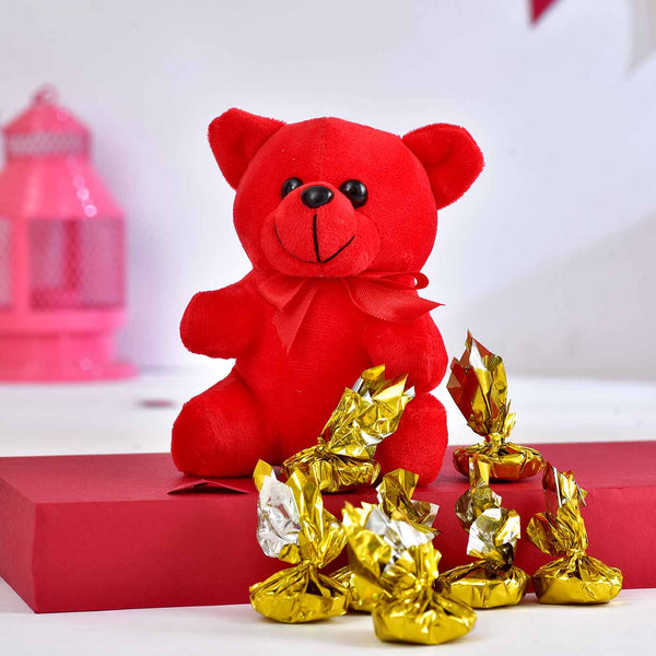 Valentine Gift (Red Teddy With7 Pcs Chocolates with Signature Green Perfume & Deo Combo)
