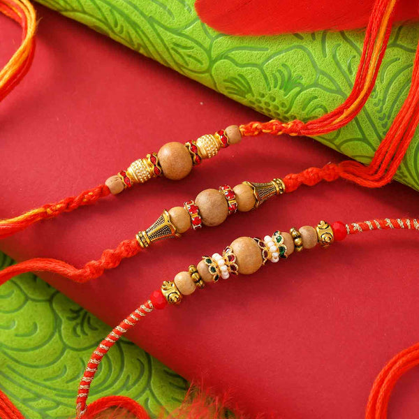 Sandalwood Beads Set Of 3 Rakhis