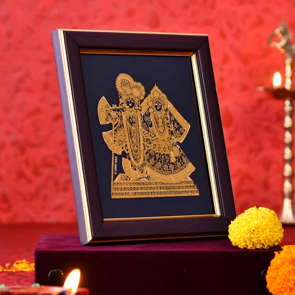 Devotional Radha-Krishna Gold Frame