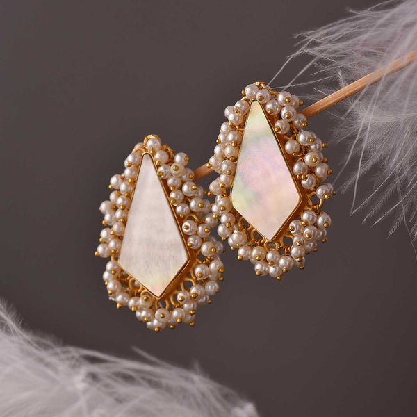 Fancy Kite Shaped Pearls Earrings
