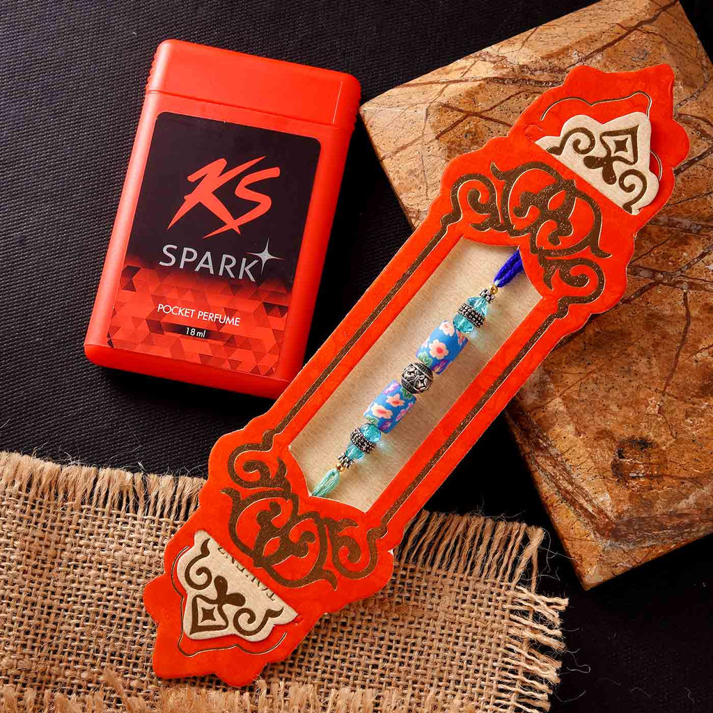 Oxidised Beads Rakhi With KS Spark Perfume Spray