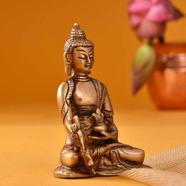 Captivating Buddha In Meditation Brass Idol