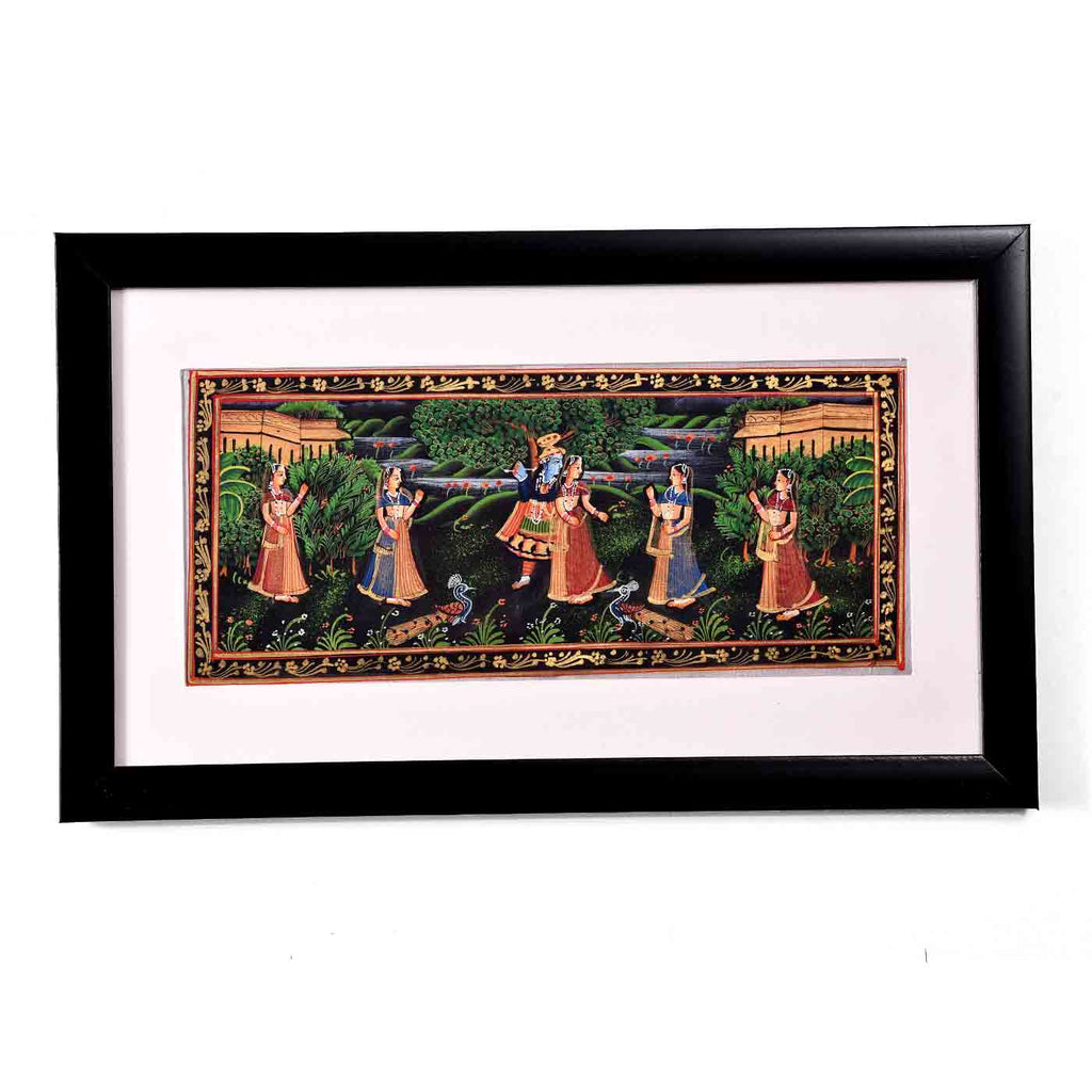 Kanhaiyya Dancing Rajasthani Painting (17.5*10.5 Inches)
