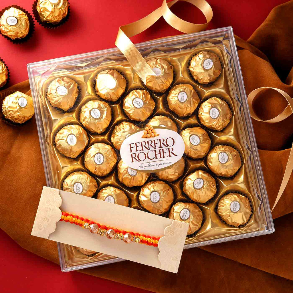 Alluring Beads Rakhi With Ferrero Rocher Chocolates