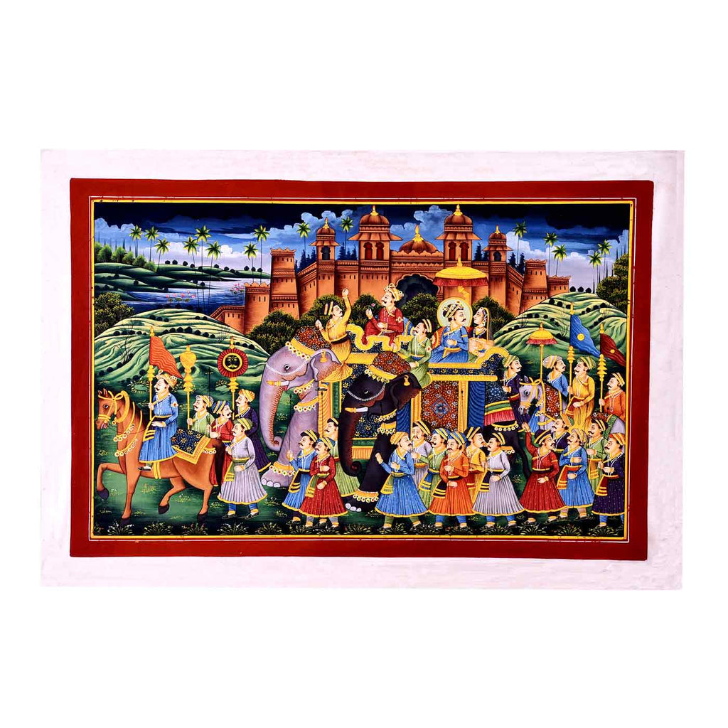The Procession Of Nawab Rajasthani Painting