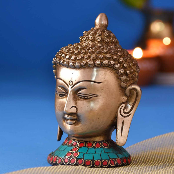 Divine Buddha Colourful Brass Bust