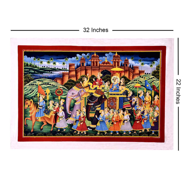 The Procession Of Nawab Rajasthani Painting