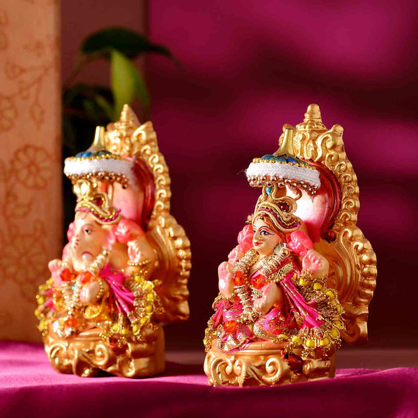 Mesmerizing Terracotta Lakshmi & Ganesha Set (5 Inches)