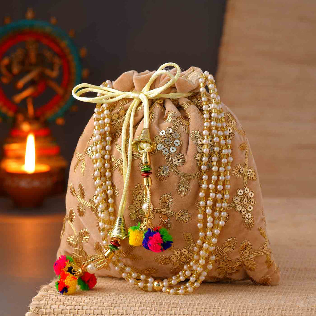 Stunning Gold Zari Potli Bag