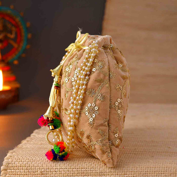 Stunning Gold Zari Potli Bag