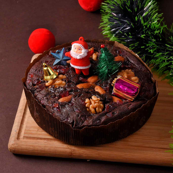 Christmas Special Almond Walnut Plum Cake With Handcrafted Papier Mâché Christmas Bells