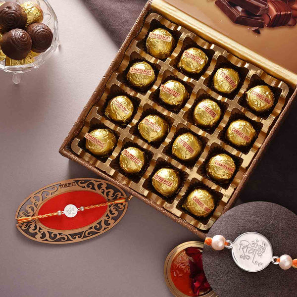 Serene 925 Silver Rakhi With Chocolate