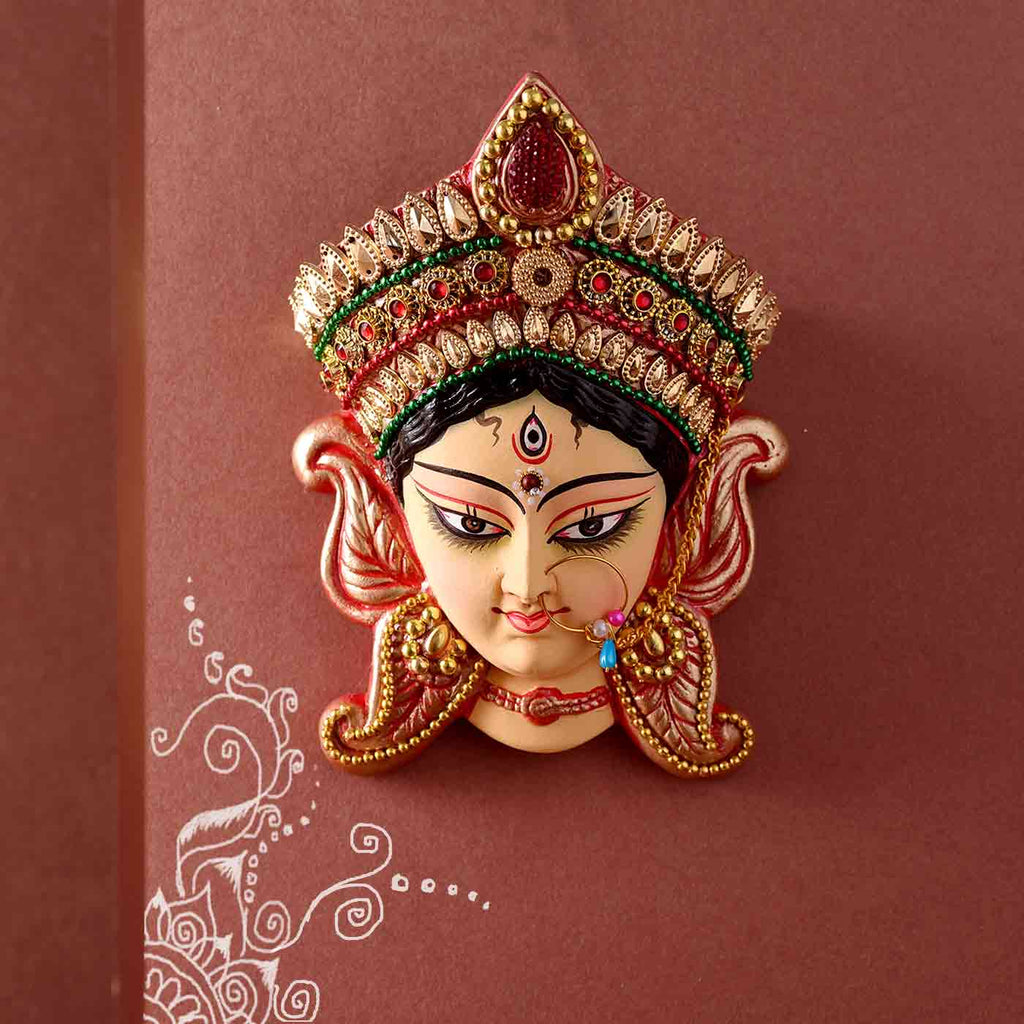 Graceful Terracotta Goddess Durga Idol (5.5 Inches)