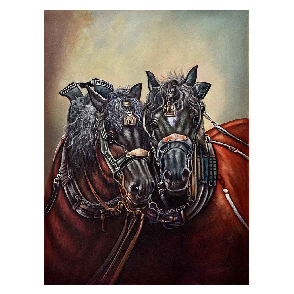Free Spirit, Majestic Twin Horse Portrait Painting