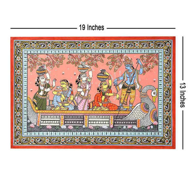 Alluring Krishna Boat Ride Painting (13*19 Inches)