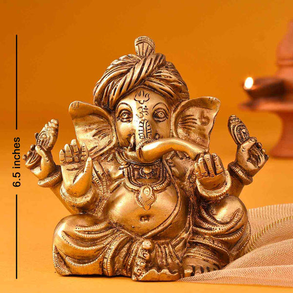 Ganesha In Tranquality Brass Idol