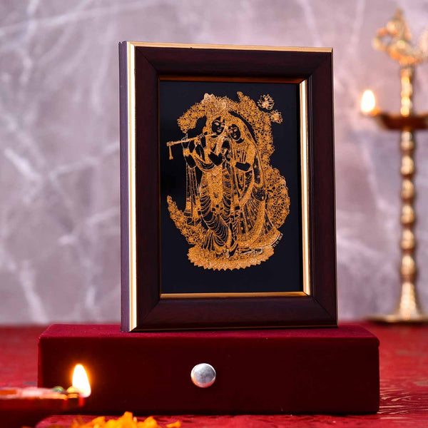 Divine Radha Krishna Gold Frame