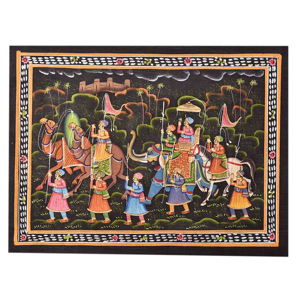 The Majestic March Mughal Painting (18*13 Inches)