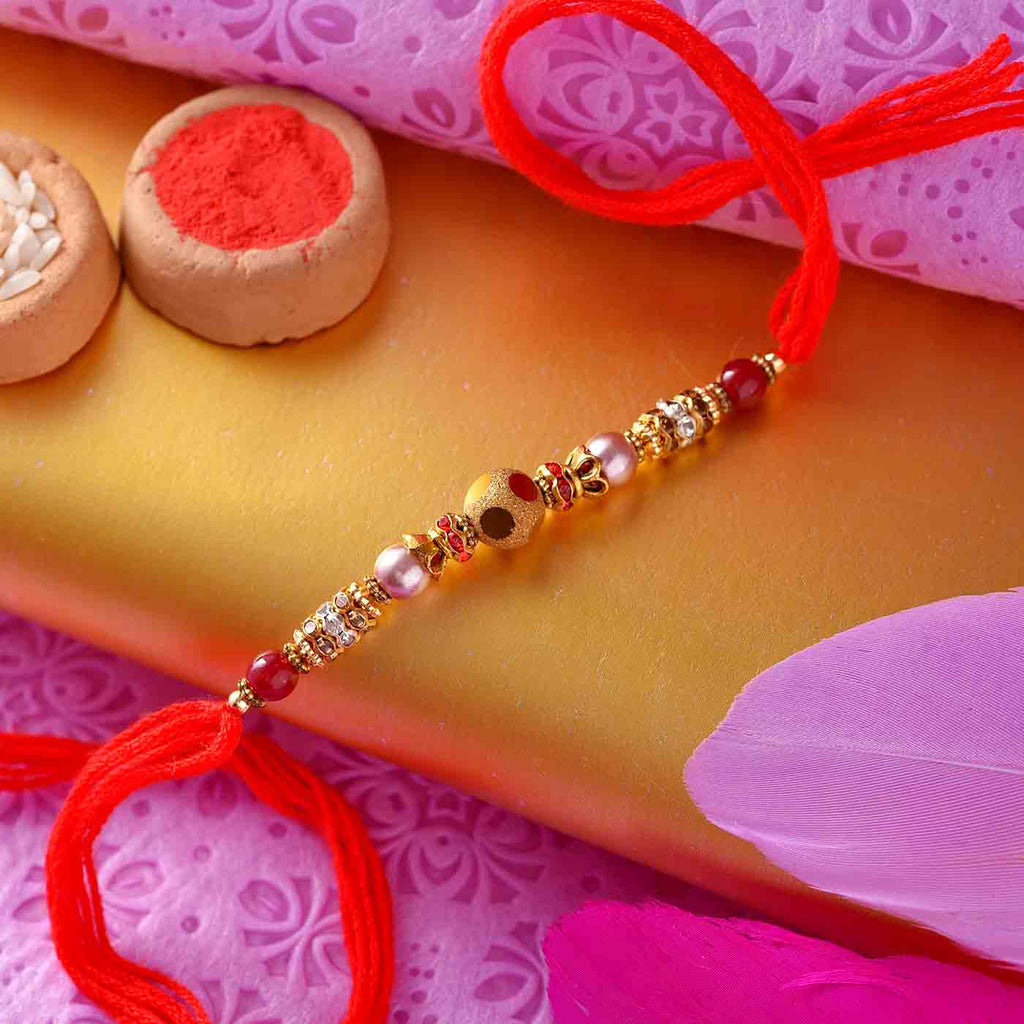 Beautiful Premium Golden Beads Rakhi