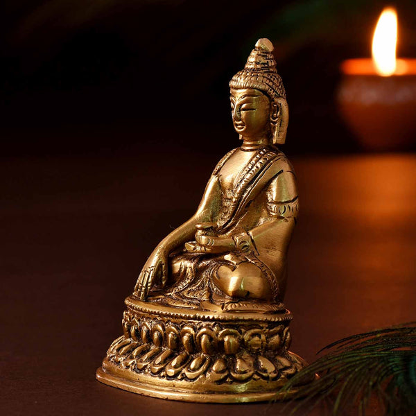Bhumisparsa Mudra Buddha Brass Idol
