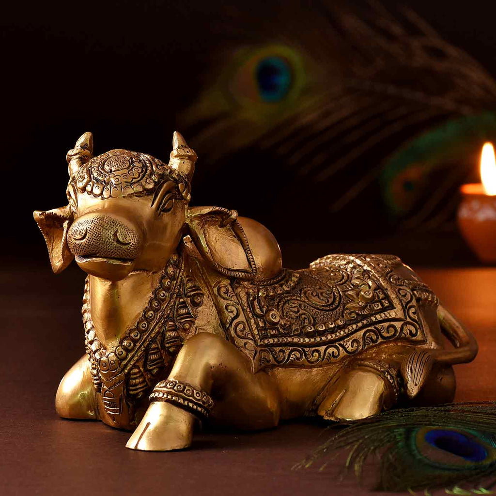Sacred Bull-Calf Nandi Brass Idol