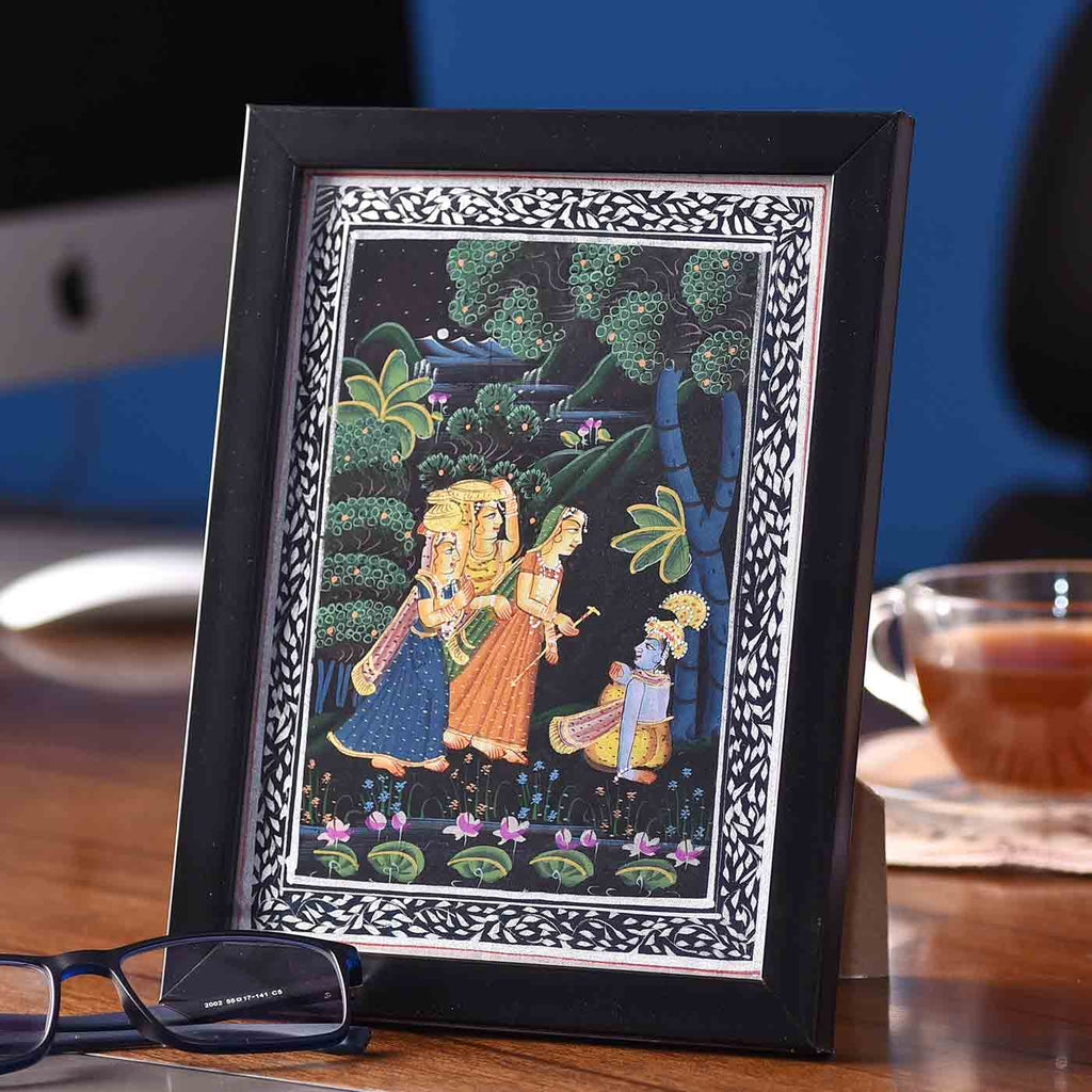 Makhanchor Krishna Desktop Painting (Framed, 5.5*7.5 Inches)