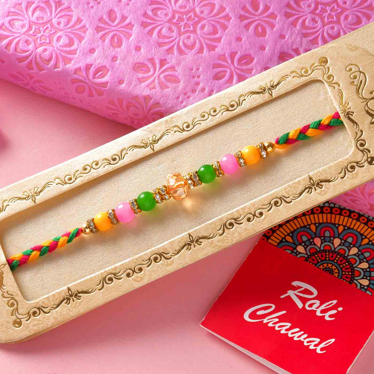 Online Sneh Pretty Beads Rakhi & Almonds Gift Delivery in QATAR - FNP