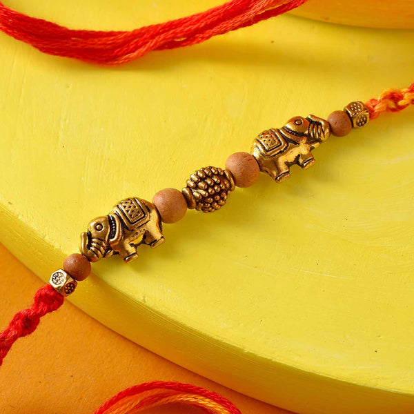 Antique Elephant & Beads Rakhi