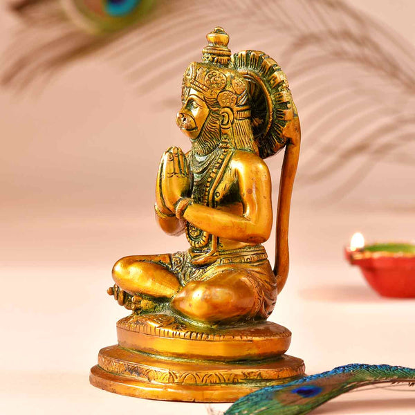Devotion Of Hanuman Brass Idol