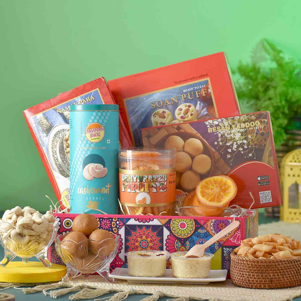 Luscious Snack & Sweet Hamper With Tray