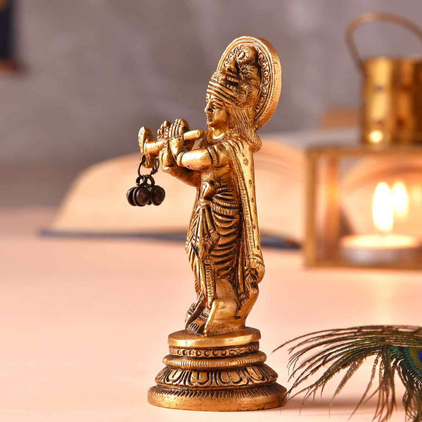 Divine Krishna Brass Idol