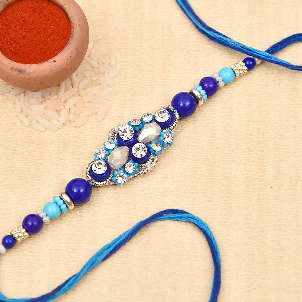 Beautiful Blue Stones & Beads Rakhi