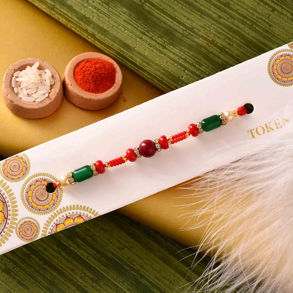 Stunning Beads Rakhi With Kesar Peda