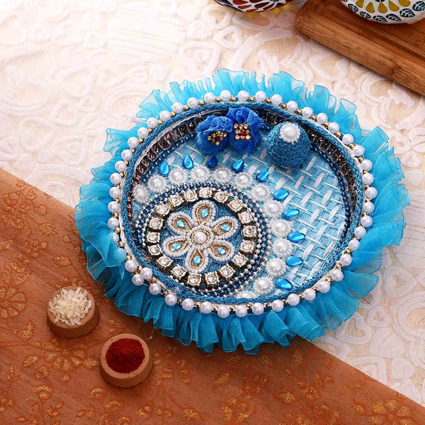Beads & Stones Puja Thali With Kaju Barfee