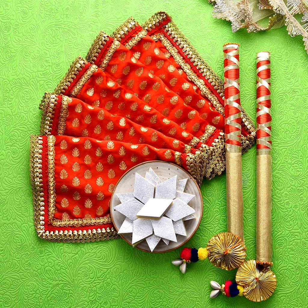 Navratri Special Chunri, Dandiya Sticks & Kaju Barfee