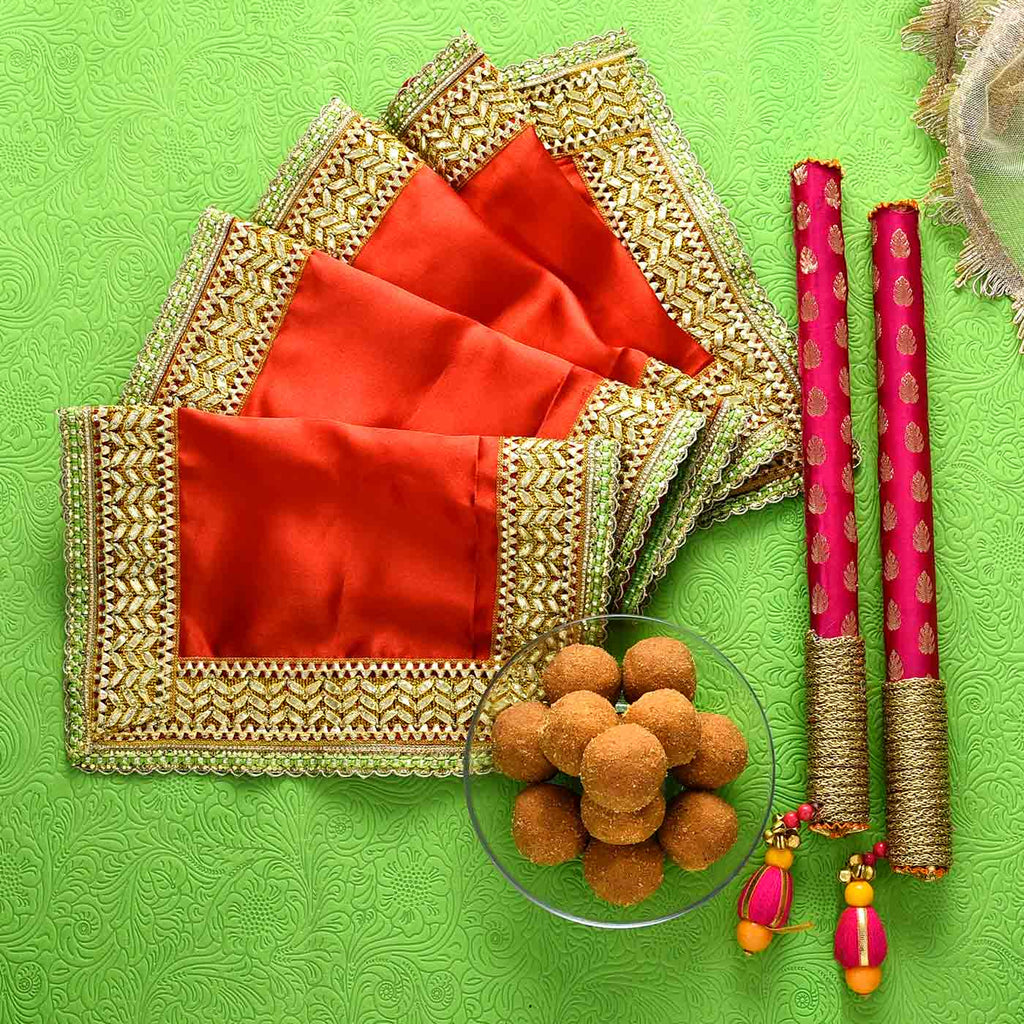 Beautiful Chunri With Dandiya Sticks & Besan Laddoo