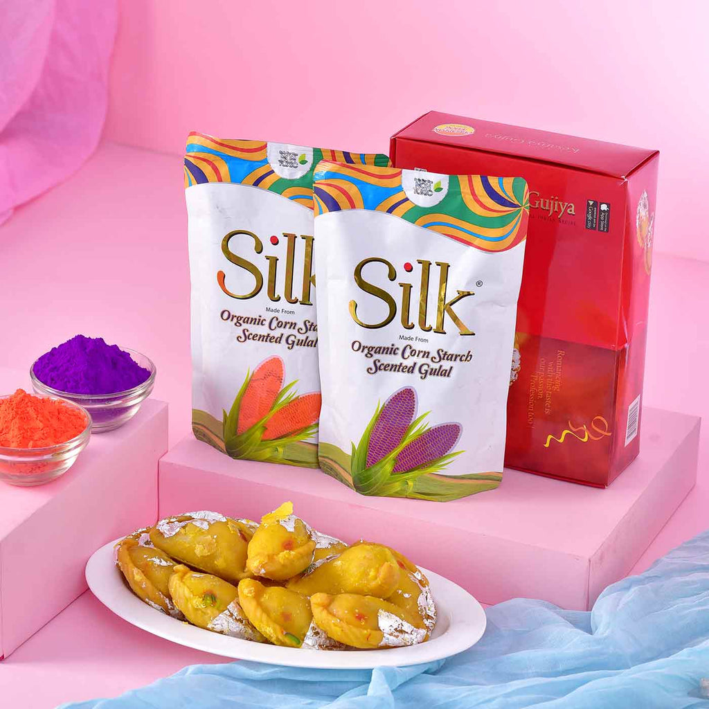 Wholesome Holi Hamper With Set Of 2 Organic Gulal & Snack