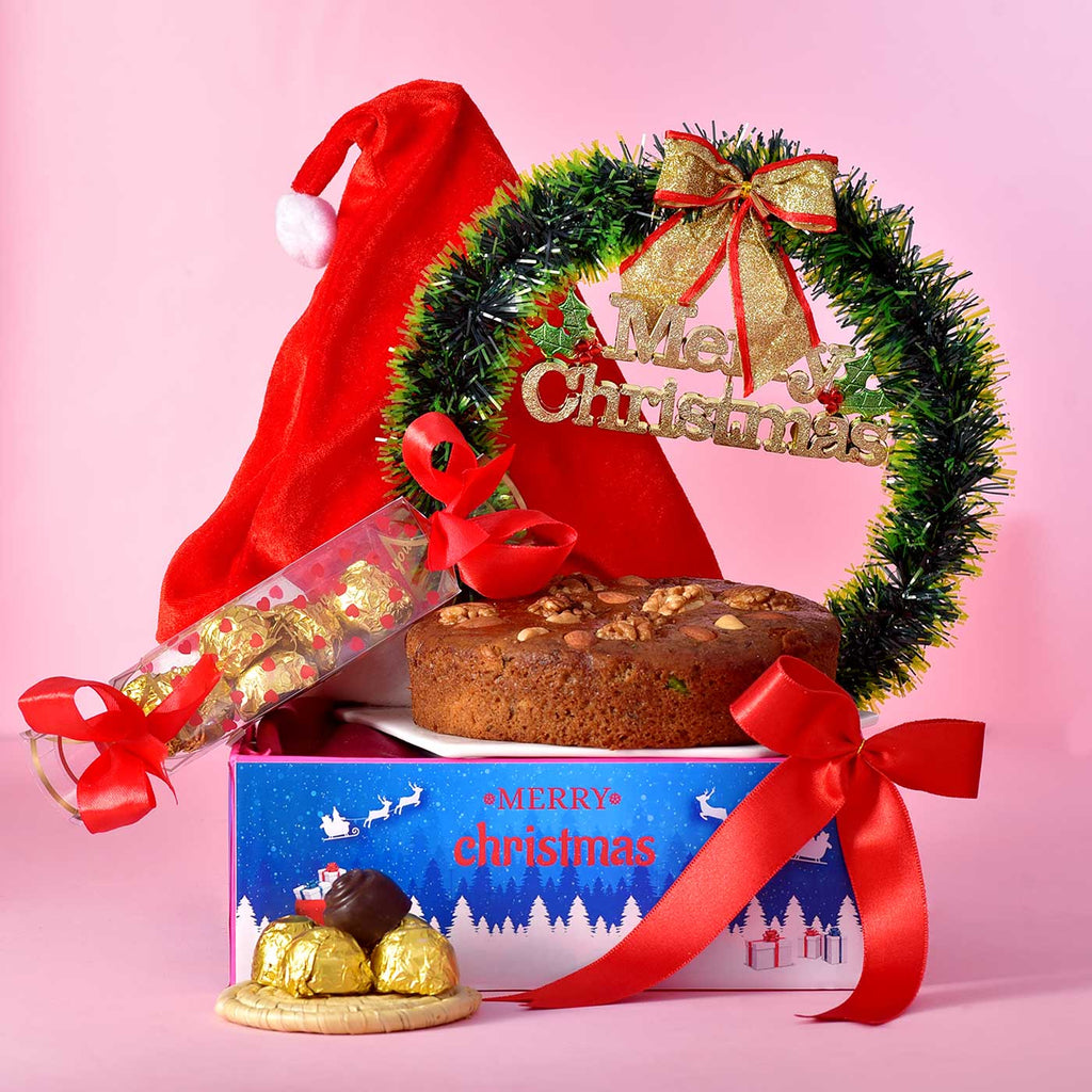 Grand Hamper With Cake, Toffee, Wreath, Decorative, Chocolate, Cap & Tray