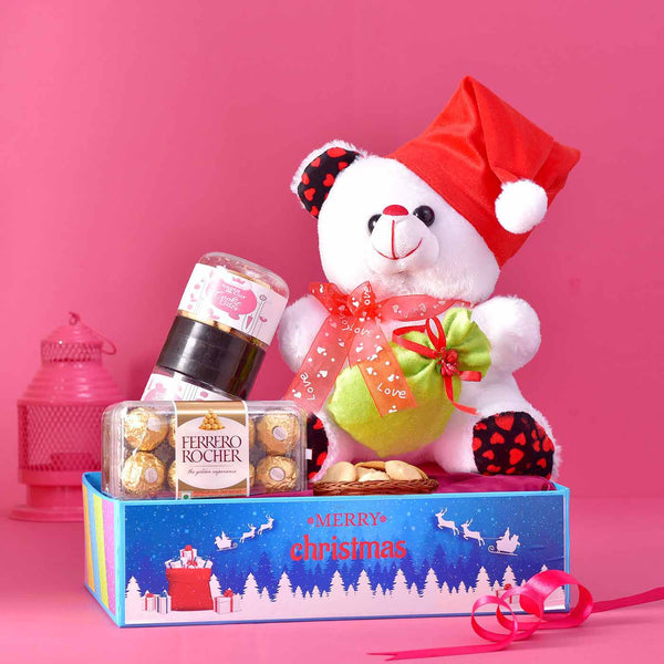 Lovable Hamper With Soft Toy, Ferrero Rocher, Cookies & Tray