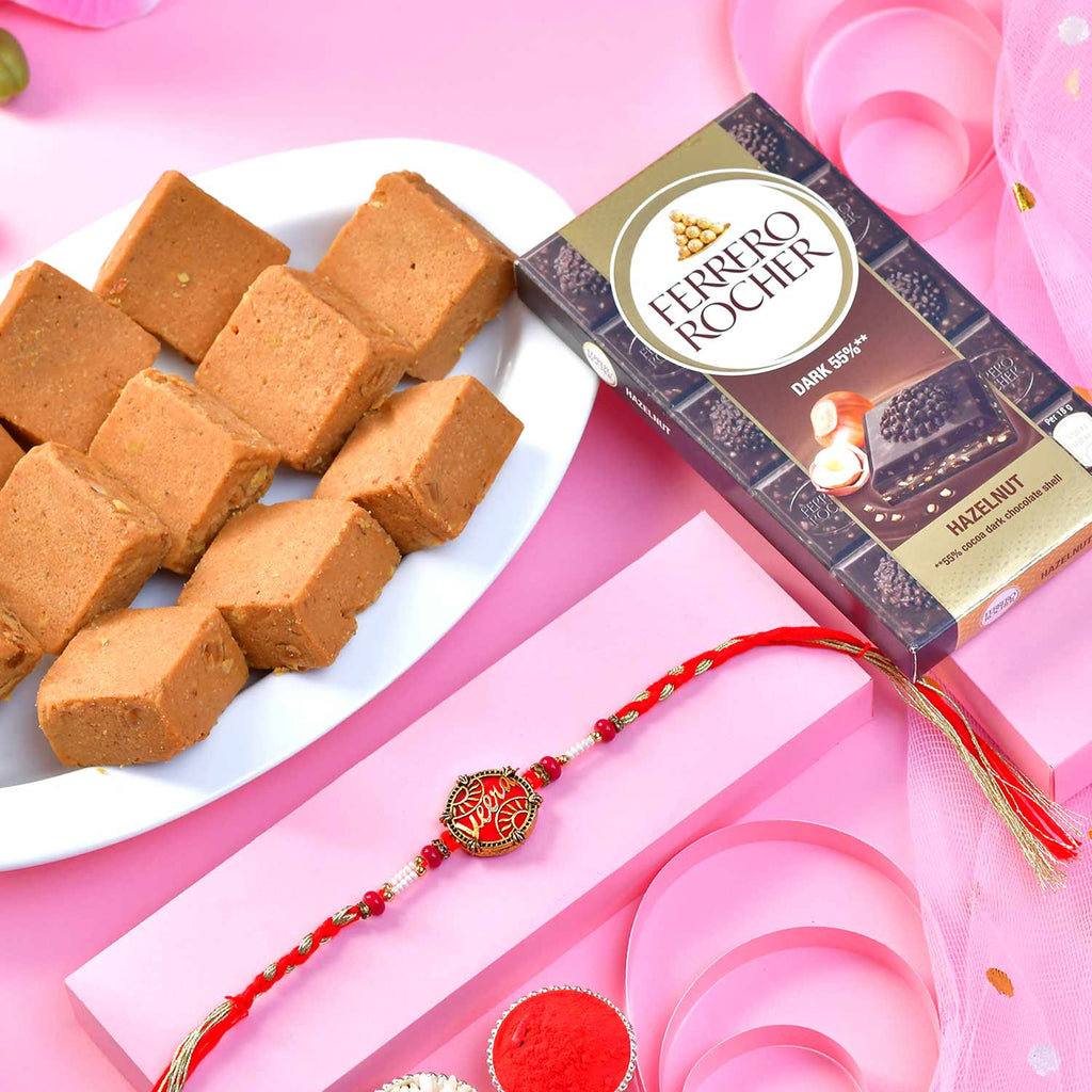 Golden Gram & Hazelnut Harmony Rakhi Hamper