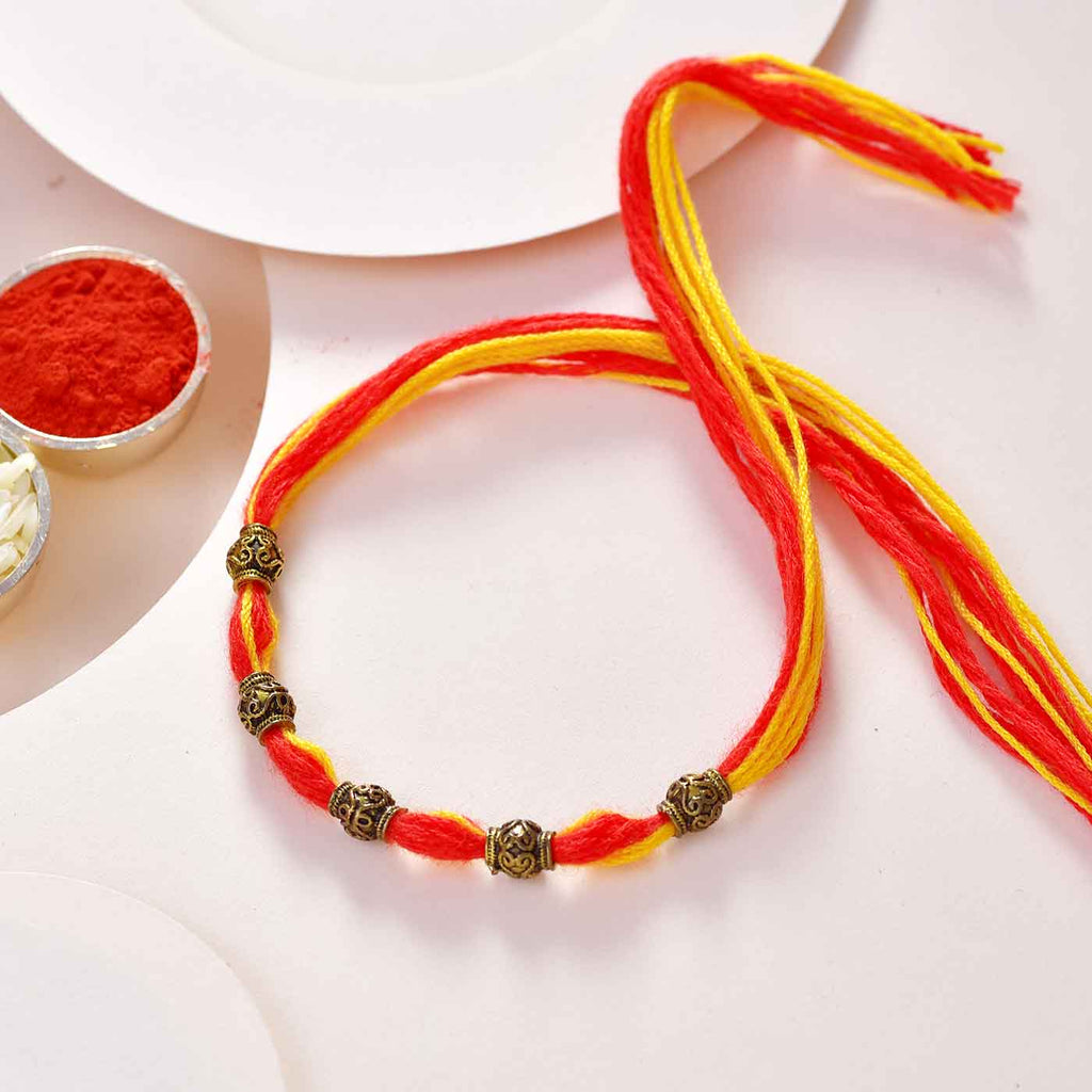 Attractive Antique Oxidised Beads Rakhi Thread On Mauli