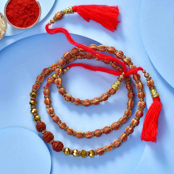 Traditional Rudraksha & Crystal Rakhi Thread