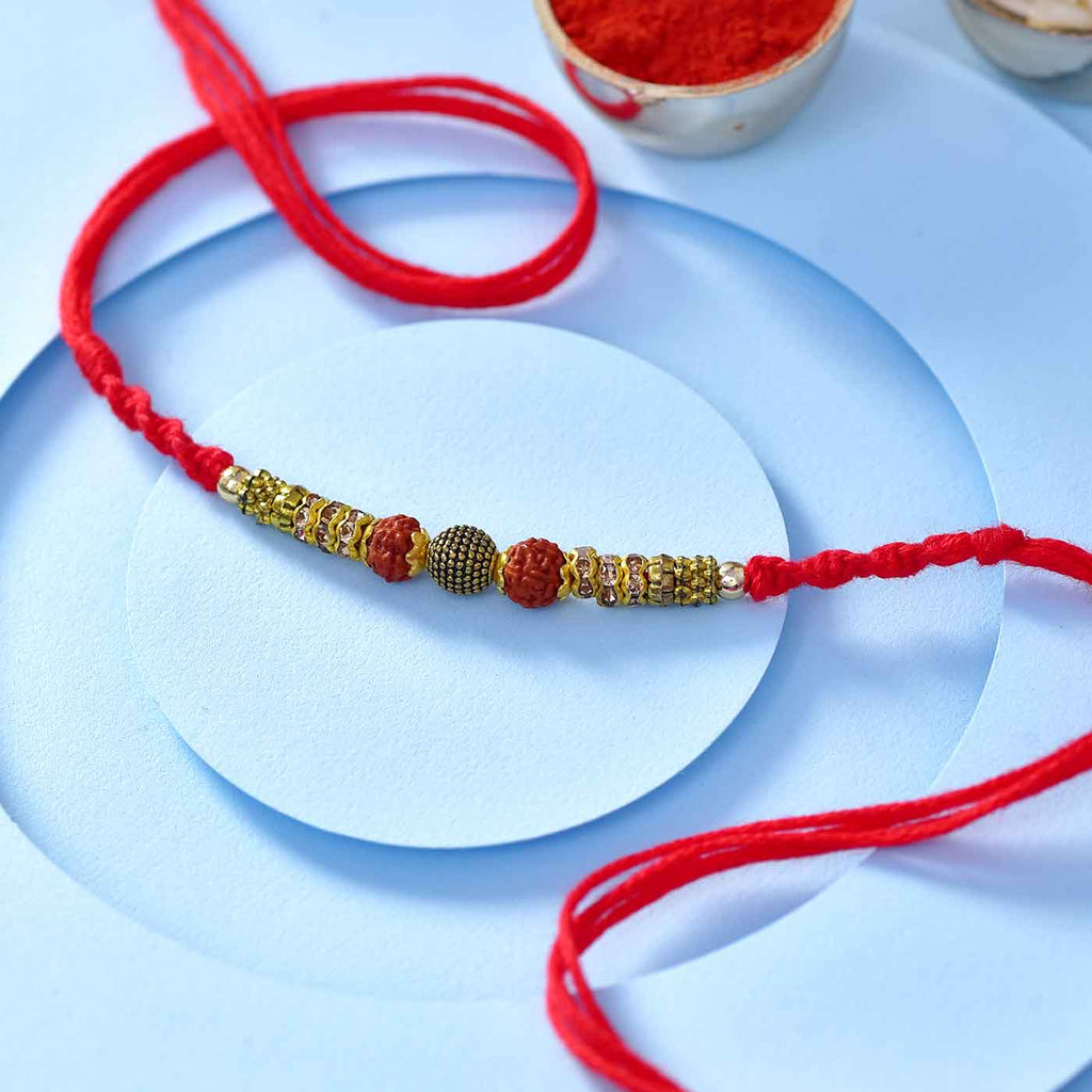 Traditional Rudraksha & Antique Bead Rakhi Thread