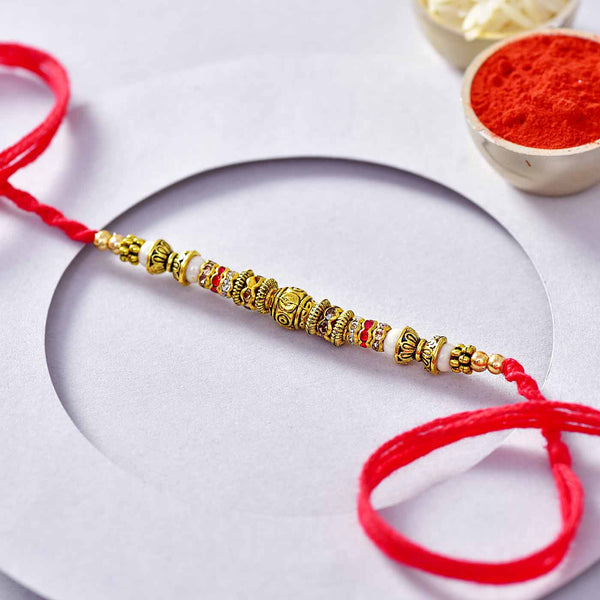 Alluring Antique Finish Beads & Stones Rakhi Thread