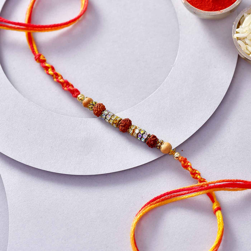 Stunning Rudraksh, Beads & Stones Rakhi Thread