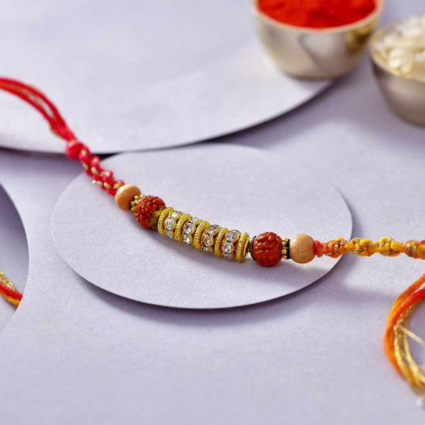 Rudraksha, Wooden Beads & Stone Work Rakhi Thread