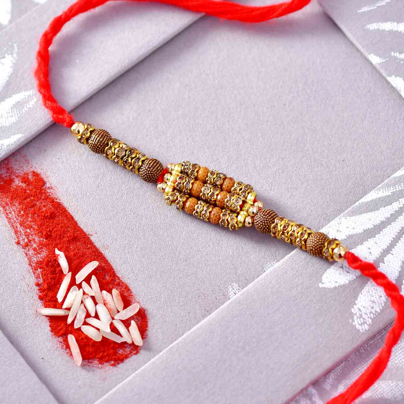 Fancy Multistrands Beads & Stone Work Rakhi – TOKENZ